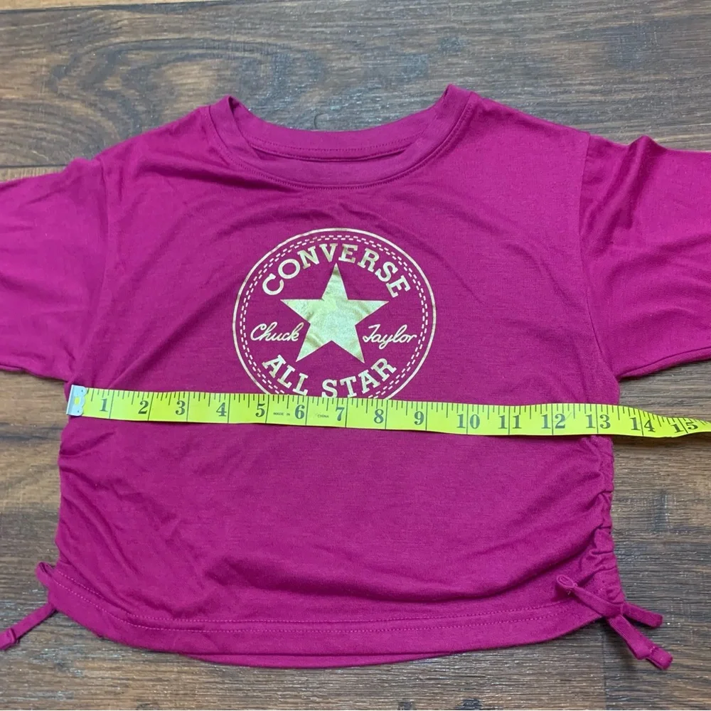 Girls Size 6X Pink Converse All Star Crop Top T-Shirt Short Sleeve Logo Tee